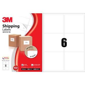 3M 일반형 물류관리용 라벨 (21306 6칸 100매) 라벨테이프 견출지 네임택 바코드용라벨 분류라벨 물류관리