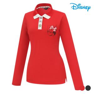 [디즈니골프]여성 배색 카라 아트웍 긴팔 카라 티셔츠 DP1LTS009