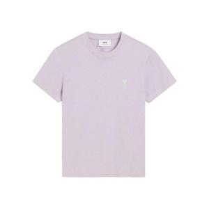 아미 스몰 하트 로고 오가닉 코튼 저지 티셔츠 라일락 오프 화이트 HTS060-724-504