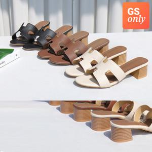 [GS단독/빠른배송] 모리즈 베이직 우드청키굽 뮬 슬리퍼(4cm)