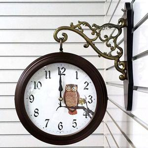 GB2278 무소음 부엉이 양면 벽시계 진밤색 제조한국