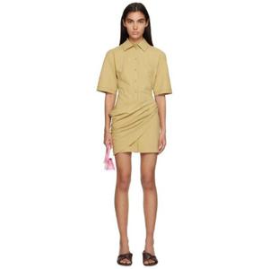 쟈크뮈스 원피스 카키 르 라피아 라 로브 카미사 미니 드레스 231553F052001