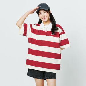 [소이] 여자 여름이월 5부 루즈핏 스트라이프 카라티(25M1469)