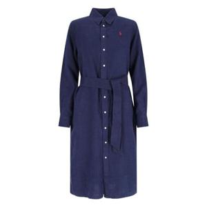 폴로 랄프 로렌 포니 자수 타이 웨이스트 미디 셔츠 드레스 211943992 005 TP942005562