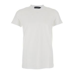 돌체앤가바나 화이트 크루넥 반팔 슬림 스트레치 티셔츠 G8SX0Z