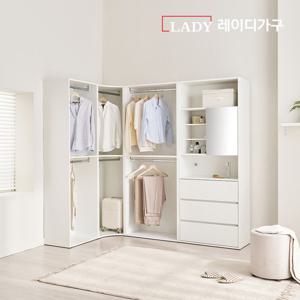 레이디가구 이안 드레스룸 300cm 코너형 세트 (좌형) (60cm 2단
