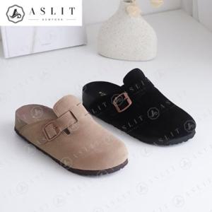 [애슬릿] 스웨이드 커플 데일리 버클 통굽 뮬 블로퍼