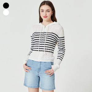 [게스(진)]여성 후드 스트라이트 스웨터 집업 OO1S2671