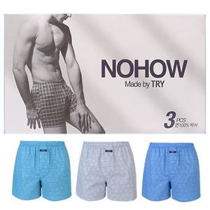 [TRY]남성 노하우박서유색I3매 트렁크팬티 면100 백색 팬티런닝 택1