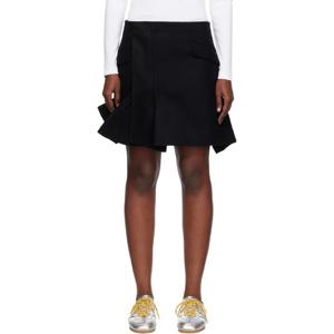 26 SS 사카이 여성 블랙 울 멜튼 미니 스커트 252445F090001