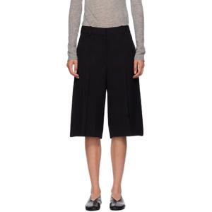 26 SS 질샌더 여성 블랙 비스코스 실크 스트레이트 쇼츠 252249F088002