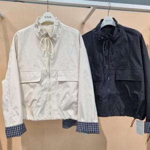 라티움 HC34 팔 품편한 하이넥끈조절 소매단배색 짧은 오버핏 후드가을점퍼 T2533jp08