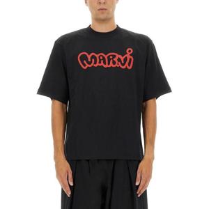 마르니 반팔 티셔츠 HUMU0223WP USCY53LON99 BLACK