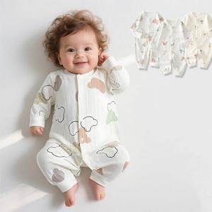 아트박스/엠케이 몽글패턴 자가드 순면 긴팔 우주복 206004