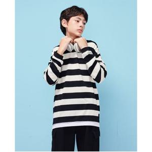 [에꼴리에][가을]스트라이프 레이어드 라운드티 25C0406