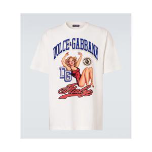 돌체앤가바나 프린트 코튼 저지 티셔츠 P01077072