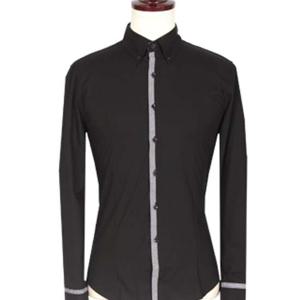 소매 체크배색 스판 셔츠 MS0015 1 블랙