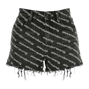 알렉산더왕 프레이드 헴 로고 데님 쇼츠 4DC1214896 060