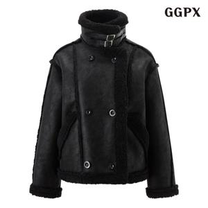 [GGPX] 양털 배색 레더 무스탕 긴팔 자켓 (GPDJK002D)