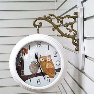 GB2273 무소음 부엉이 양면 벽시계 퓨어화이트 한국 양면시계 벽시계 무소음시계 인테리어벽시계 집들이선물