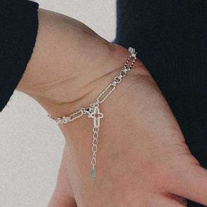 제이로렌 크로스 피가로 체인 실버 팔찌 B01066