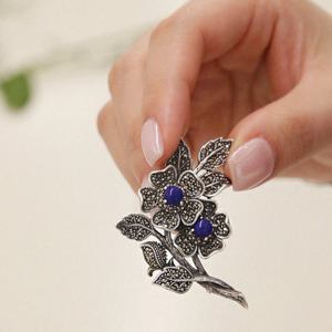 바이데이지 라피스 플라워 실버 브로치 Bb0470