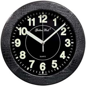 GB4921 야광 무소음 가죽 벽시계 31cm 블랙 제조한국 벽시계 무소음시계 인테리어시계 야광시계 핸드메이드시계