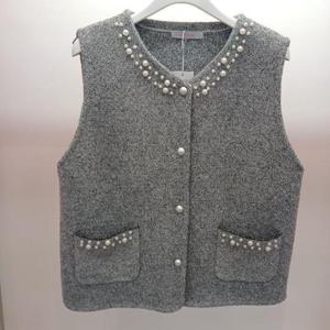 Latium HC06 부드럽고 따뜻한 주머니 진주 앞오픈 라운드 기모 조끼 베스트 T2611vt03G