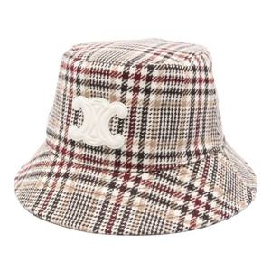 셀린느 체크 패턴 로고 패치 울 버킷 햇 2AU1C 330D30GU
