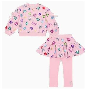 [프렌치캣(백)]핑크 보석나염 TS 치랭셋트(Q51DCT100CP080)