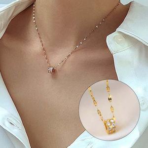 써지컬스틸 두줄 링큐빅목걸이 3컬러