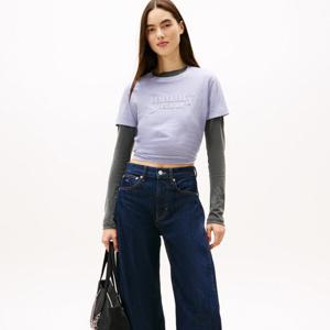 타미진스 여성 가먼트다이 스크립트 티셔츠 T32G0TTO32TWT1