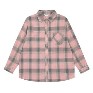 [에꼴리에][가을]오버핏 빈티지핑크 체크셔츠 25C5381