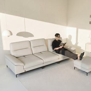 [다우닝] 아지오 3.5인 스윙 전체 통가죽 소파+스툴