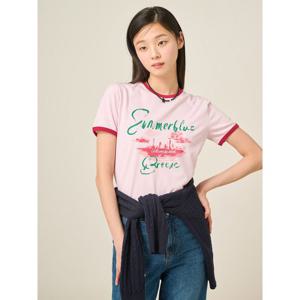 [빈폴레이디스] 반소매 링거 티셔츠 핑크 (BF5442C06X)