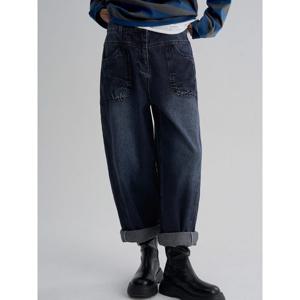 (356221SM1R) [에잇세컨즈] 9부 워싱 데님 팬츠  네이비