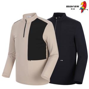 [마코] (남성)소재 배색 반집업 티셔츠_MNM1TH61