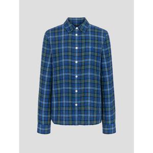 [빈폴레이디스] 리넨 블루 체크 슬림숏 셔츠  블루 (BF6364C16P)