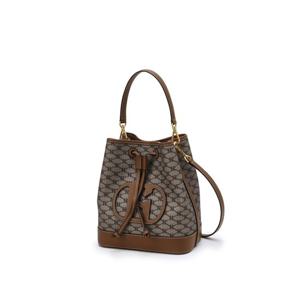 [헤지스] HIBA6E113K2_여성 H레더 패치 시그니처 패턴 카키 버킷백 M