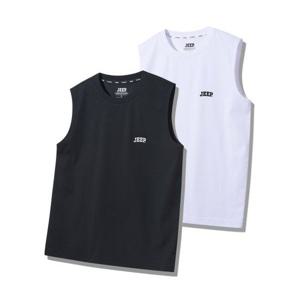 지프 JEEP [2PACK] 아스킨 쿨 에어그램 민소매 티셔츠 (JR5TSU054BK)