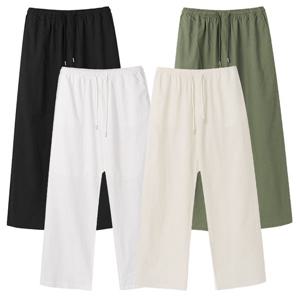 남자 디오 린넨 밴딩 와이드 코튼팬츠 AT-PTS-Q002-카키