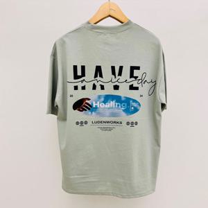 남자 해브 프린팅 라운드 반팔 티셔츠 RB-TSH-Q016-연카키