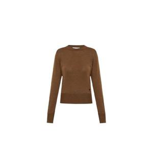 AMI 파리 로고 자수 크루넥 스웨터 FKS835KN0066EXTRAFINEWOOLANDSILKKNIT 216HAZELNUT TP976351134