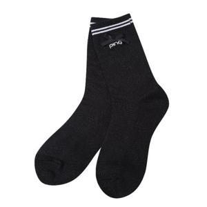 핑골프양말 NQC 121D3SC052_BK 여성 메탈 라인 배색 리본 중목 양말