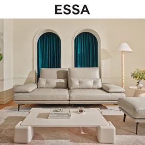 [에싸] 시모네 3인 스윙기능 베티버 천연 면피 소가죽 소파+스툴