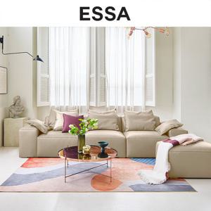 [에싸] 버틀러 4인 베티버 천연 면피 소가죽 소파+스툴