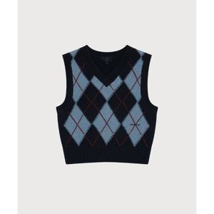 커버낫 울 블렌드 아가일 니트 베스트 B1 CO2503KT77 DN MG