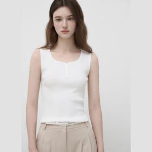 잇미샤 스퀘어넥 버튼업 슬리브리스 니트탑 ITQ4KPO830