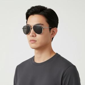 알렉산더 맥퀸  선글라스 AM0373S 001 보잉 메탈 자외선차단