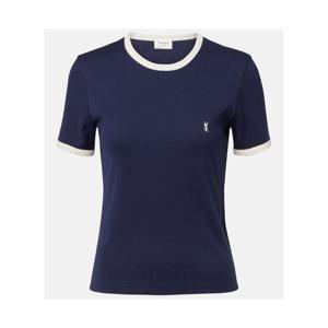 생로랑 리브 니트 코튼 저지 티셔츠 P01162524